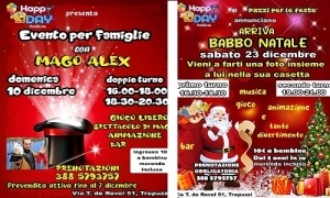Il Mago Alex e Babbo Natale arrivano al &quot;Happy Day - Family Bar&quot; di Trepuzzi: divertimento e magia per tutti i bambini